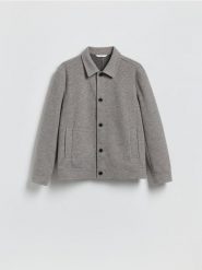 Kurtka koszulowa z kołnierzem - jasnoszary. Szare kurtki męskie Reserved, l, bez wzorów, z dzianiny, bez kaptura. Za 199.99 zł.