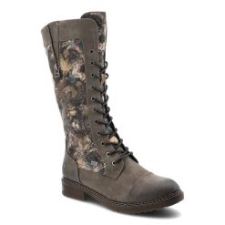 Szare Wysokie Kozaki Rieker Ocieplane Buty Damskie. Szare kozaki damskie Rieker, bez wzorów, z materiału, bez obcasa, na płaskiej podeszwie, bez zapięcia. Za 459.00 zł.