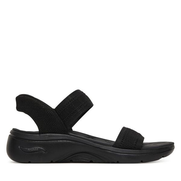 Sandały Skechers. Czarne sandały damskie Skechers, bez wzorów, bez obcasa, na płaskiej podeszwie, bez zapięcia. Za 258.99 zł.