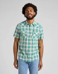 LEE SS WESTERN SHIRT MĘSKA KOSZULA TEAL WASH L66OOBUB 112145388. Koszule męskie Lee, l, bez wzorów, bez kołnierzyka, bez ramiączek. Za 119.99 zł.
