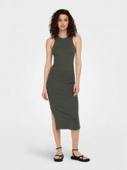 ONLY Sukienka codzienna Belfast 15270619 Zielony Slim Fit. Zielone sukienki damskie ONLY, na co dzień, s, bez wzorów, z bawełny, bez kołnierzyka, bez ramiączek, proste. Za 99.99 zł.