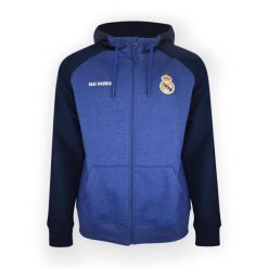 Granatowa bluza z kapturem Real Madryt. Białe bluzy sportowe męskie REAL MADRID, bez wzorów, z kapturem, do piłki nożnej. W wyprzedaży za 253.63 zł.