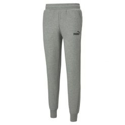 Męskie spodnie dresowe z logo Essentials PUMA Medium Gray Heather. Szare spodnie sportowe męskie Puma, m, bez wzorów, z bawełny, na fitness i siłownię. Za 214.40 zł.