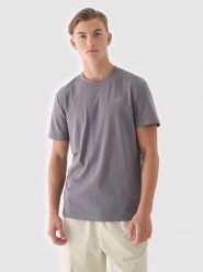 4F T-shirt regular gładki męski - szary M. Szare t-shirty męskie 4F, m, bez wzorów, z bawełny, bez kołnierzyka, bez ramiączek. Za 49.99 zł.