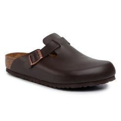 Klapki Birkenstock. Brązowe klapki męskie Birkenstock, bez wzorów, bez zapięcia. Za 499.99 zł.
