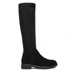 Kozaki Lasocki. Czarne kozaki damskie Lasocki, bez wzorów, bez obcasa, na płaskiej podeszwie, bez zapięcia. Za 299.99 zł.
