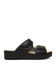 Rieker Klapki CEO-V1392-00 Czarny. Czarne klapki damskie Rieker, bez wzorów, z materiału, bez obcasa, bez zapięcia. Za 299.99 zł.