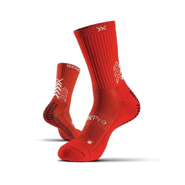 Skarpety piłkarskie SOXPro Classic Red z antypoślizgową podeszwą. Czerwone skarpetki damskie GEARXPRO, bez wzorów. Za 178.00 zł.
