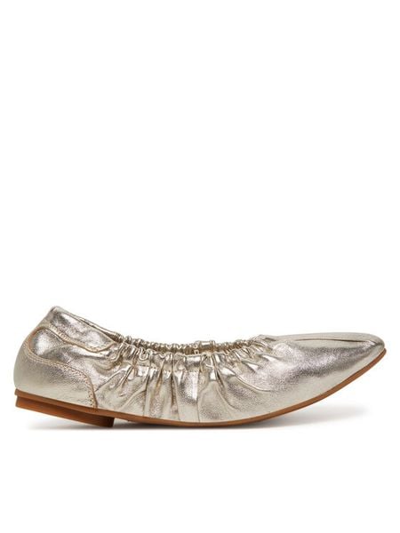 Bronx Baleriny Alor-A 66496-M Złoty. Żółte balerinki damskie Bronx, bez wzorów, ze skóry, bez obcasa, bez zapięcia. Za 329.99 zł.