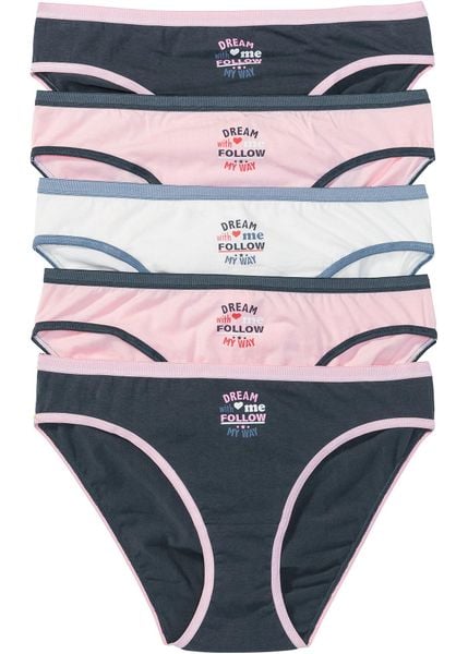 Figi z miękką bawełną (5 par). Niebieskie majtki damskie bonprix, z bawełny. Za 62.99 zł.