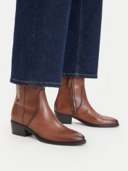 GINO ROSSI Botki C-WI44-GLAM-02 Brązowy jasny. Brązowe botki damskie Gino Rossi, bez wzorów, bez obcasa, na słupku, bez zapięcia. Za 329.99 zł.