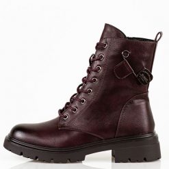 Bordowe trapery damskie M.Daszyński 2508-4. Czerwone trapery damskie M.Daszyński, ze skóry, bez zapięcia. Za 199.00 zł.