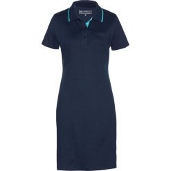 Sukienka shirtowa polo bonprix ciemnoniebiesko-morski. Niebieskie sukienki damskie bonprix, bez wzorów, bez kołnierzyka, bez ramiączek, dopasowane. Za 79.99 zł.