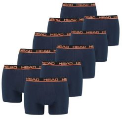 HEAD bokserki męskie zestaw 10 sztuk Orange/Peacoat. Niebieskie bokserki męskie Head, bez wzorów, z bawełny. Za 307.92 zł.