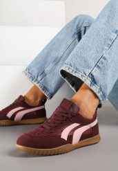 Bordowe Sneakersy Tenisówki z Geometrycznym Motywem Amotheira. Czerwone trampki i tenisówki damskie Renee, bez wzorów, z jeansu, bez zapięcia. Za 74.99 zł.