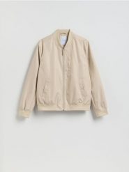 Kurtka bomberka ze stójką - beżowy. Brązowe kurtki męskie Reserved, l, bez wzorów, bez kaptura. Za 199.99 zł.