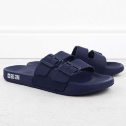 Klapki męskie plażowe basenowe granatowe Big Star RR174A038. Klapki męskie BIG STAR, bez wzorów, z materiału, bez zapięcia. Za 65.99 zł.
