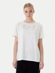 EA7 Emporio Armani T-Shirt 7W001098 AF14880 U1142 Biały Slim Fit. Białe t-shirty damskie EA7 Emporio Armani, m, bez wzorów, z bawełny, bez kołnierzyka, bez ramiączek. Za 349.99 zł.