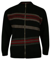 Sweter Czarny, Zapinany na Zamek, w Paski, ze Ściągaczami -KINGS- Męski. Czarne swetry męskie Kings, l, bez wzorów, z bawełny, bez kołnierzyka, bez ramiączek. Za 219.00 zł.