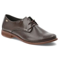 Brązowe Oxfordy Armodo Eleganckie Obuwie Damskie. Brązowe półbuty damskie Armodo, bez wzorów, ze skóry, biznesowe, bez obcasa, na obcasie, bez zapięcia. Za 331.99 zł.