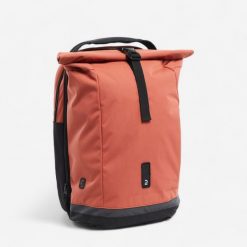 Plecak / sakwa rowerowa Btwin na bagażnik podwójna 27 litrów. Zielone plecaki męskie Decathlon, bez wzorów, z materiału, biznesowe. Za 339.99 zł.