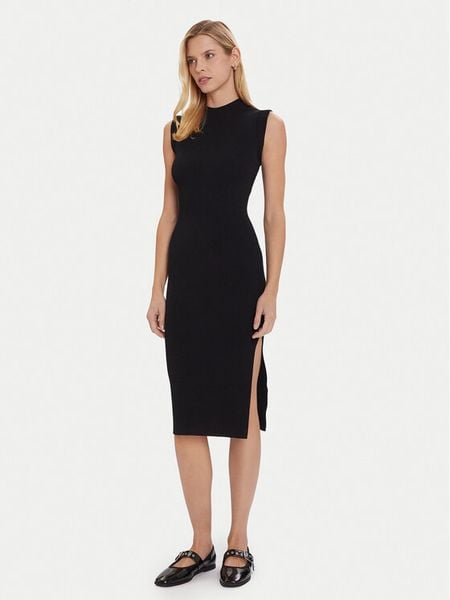 Morgan Sukienka dzianinowa 252-RMLISEA Czarny Slim Fit. Czarne sukienki damskie Morgan, xs, bez wzorów, z dzianiny, bez kołnierzyka, bez ramiączek. Za 369.99 zł.