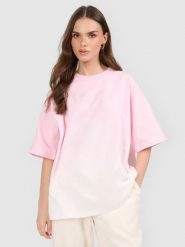 4F T-shirt loose z nadrukiem damski - różowy S. Czerwone t-shirty damskie 4F, s, bez wzorów, z dresówki, bez kołnierzyka, bez ramiączek. Za 79.99 zł.