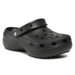 Klapki Crocs. Czarne klapki damskie Crocs, bez wzorów, bez obcasa, bez zapięcia. Za 279.99 zł.