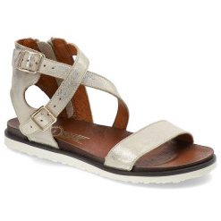 Złote Sandały Lemar Wygodne Buty Damskie. Żółte sandały damskie Lemar, bez wzorów, ze skóry, bez obcasa, bez zapięcia. Za 169.00 zł.
