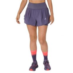 Spodenki Damskie 2 W 1. Fioletowe szorty damskie Asics, bez wzorów, sportowe. Za 337.99 zł.