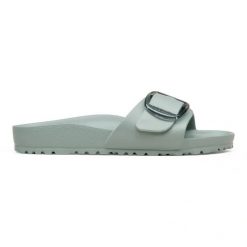 BIRKENSTOCK Madrid Big Buckle EVA Gray Taupe Klapki damskie. Szare klapki damskie Birkenstock, na lato, bez wzorów, eleganckie, bez obcasa, bez zapięcia. Za 219.99 zł.