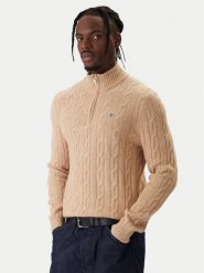 Gant Sweter 8050260 Beżowy Regular Fit. Brązowe swetry męskie GANT, m, bez wzorów, z wełny, bez kołnierzyka, bez ramiączek. Za 639.99 zł.