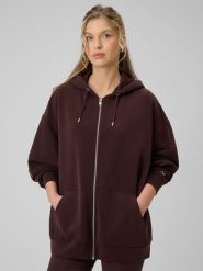4F Bluza dresowa oversize z modalem damska - brązowa L. Brązowe bluzy damskie 4F, l, bez wzorów, z dresówki, bez ramiączek, bez kaptura. Za 269.99 zł.