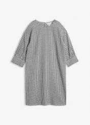 Sukienka tunikowa z czystej bawełny. Czarne sukienki damskie bonprix, bez wzorów, z bawełny, bez kołnierzyka, bez ramiączek. Za 142.99 zł.