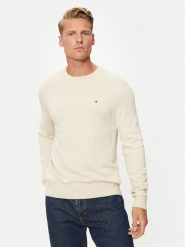 Tommy Hilfiger Sweter MW0MW28046 Écru Regular Fit. Swetry męskie Tommy Hilfiger, m, bez wzorów, z bawełny, bez kołnierzyka, bez ramiączek. Za 479.99 zł.