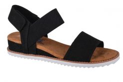 Sandały SKECHERS DESERT KISS Czarny. Czarne sandały damskie Skechers, bez wzorów, z materiału, bez obcasa, bez zapięcia. Za 189.99 zł.