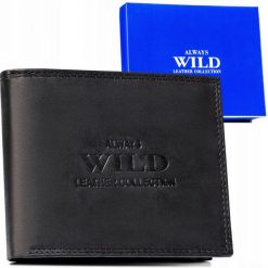 Portfel skórzany Always Wild AW-N5-MAL czarny. Czarne portfele męskie Always Wild, bez wzorów, ze skóry. Za 45.00 zł.