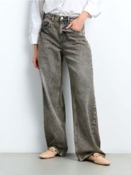 Jeansy wide leg - szary. Szare jeansy damskie Sinsay, bez wzorów, z jeansu, z podwyższonym stanem. Za 79.99 zł.