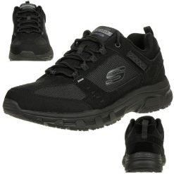 Buty trekkingowe męskie, Skechers Oak Canyon. Czarne trekkingi męskie Skechers, z materiału, przed kostkę, bez zapięcia. Za 390.00 zł.