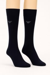 Skarpety podkolanówki Emporio Armani 2-Pack. Niebieskie skarpety męskie Emporio Armani Connected, bez wzorów, z bawełny. Za 98.59 zł.