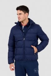 LA MARTINA Granatowa pikowana męska kurtka Outerwear Basic Nylon, Rozmiar XXL. Niebieskie kurtki męskie La Martina, l, bez wzorów, z nylonu, eleganckie, bez kaptura. W wyprzedaży za 999.99 zł.