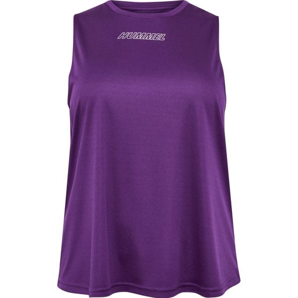 Damski tank top Hummel Te Curvy Plus. Fioletowe topy damskie Hummel, bez wzorów, z materiału, sportowe, bez kołnierzyka, bez ramiączek. Za 125.00 zł.