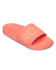 Klapki damskie SLIPPY II. Niebieskie klapki damskie Roxy, bez wzorów, z gumy, bez obcasa, bez zapięcia. Za 109.99 zł.