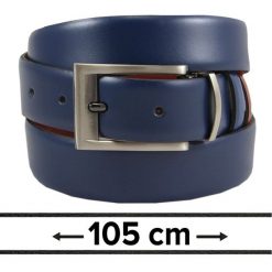Pasek Dwustronny do Spodni Granatowo-Brązowy 105 cm, Elegancki, Męski, Skórzany -VICTORIO. Brązowe paski męskie Victorio, ze skóry, eleganckie. Za 99.00 zł.