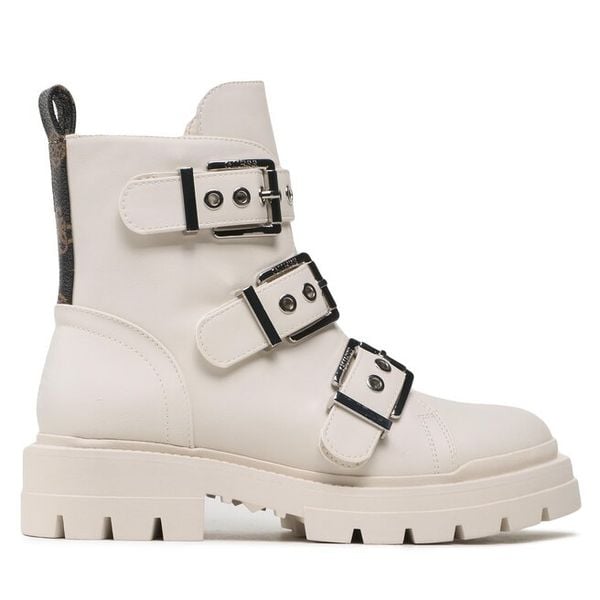 Botki Guess. Botki damskie Guess, z aplikacjami, bez obcasa, na płaskiej podeszwie, bez zapięcia. Za 669.99 zł.