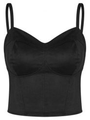 Guess Top W6RH03 WJ472 Czarny Slim Fit. Czarne topy damskie Guess, xxl, z aplikacjami, z syntetyku, bez kołnierzyka, bez ramiączek. Za 299.99 zł.