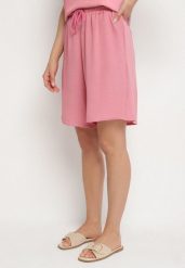 Jasnoróżowe Szorty z Bawełną z Wysokim Stanem i Sznurkiem Talonessa. Czerwone szorty damskie Born2be, bez wzorów, z bawełny, sportowe, z podwyższonym stanem. Za 29.99 zł.