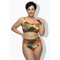 Damskie Bikini liście palmowe miękkie miseczki regulowane ramiączka. Zielone stroje kąpielowe damskie Ulla Popken, plus size, bez wzorów, z elastanu. W wyprzedaży za 191.99 zł.
