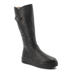 Czarne Kozaki Rieker Ocieplane Buty Damskie. Czarne kozaki damskie Rieker, na zimę, bez wzorów, z jeansu, bez obcasa, bez zapięcia. Za 499.00 zł.
