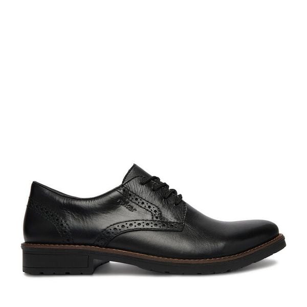 Półbuty Rieker. Czarne buty wizytowe męskie Rieker, bez wzorów, bez obcasa, bez zapięcia. Za 399.99 zł.